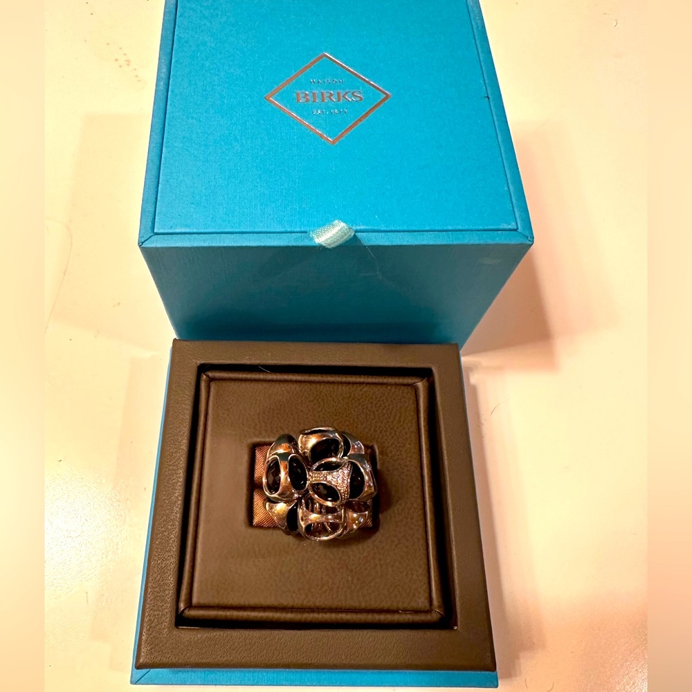 Silver Ring with Black Accents